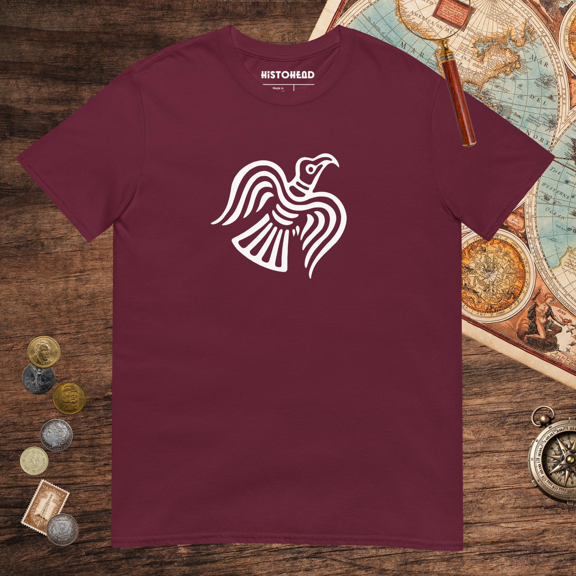 Maroon Viking Raven Symbol Tee - history buff gift by HistoHead
