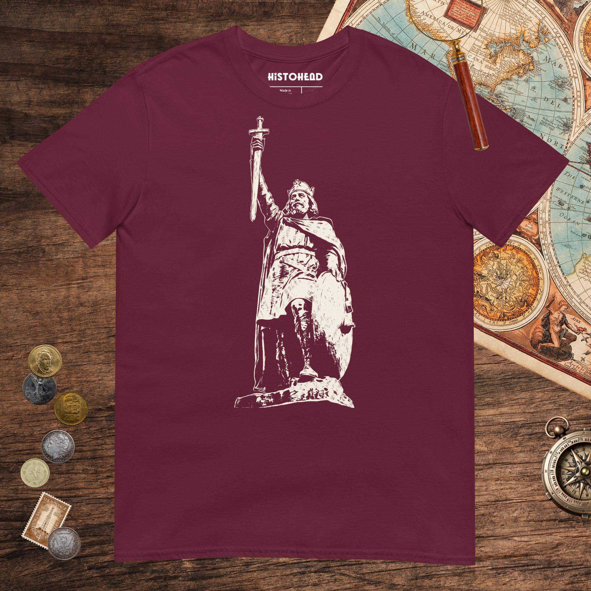 Maroon Alfred the Great Tee - history buff gift by HistoHead