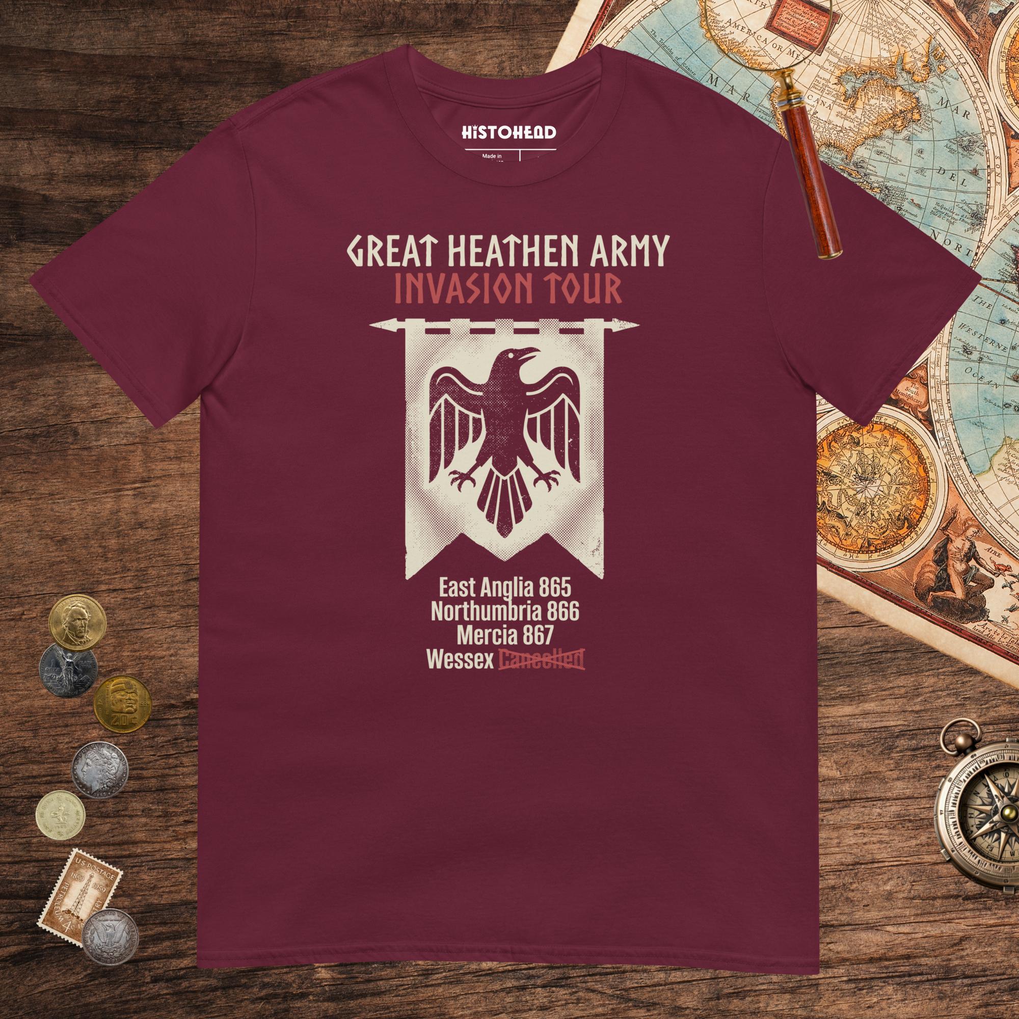 Maroon Great Heathen Army Invasion Tour Tee - history buff gift by HistoHead