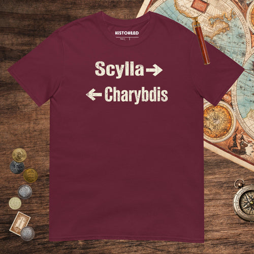 Maroon Between Scylla and Charybdis Tee - history buff gift by HistoHead