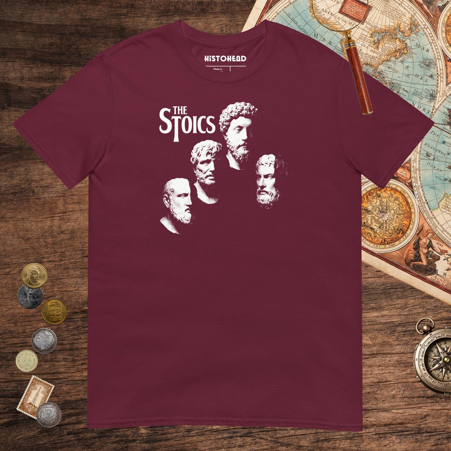 Maroon The Stoics Tee - history buff gift by HistoHead