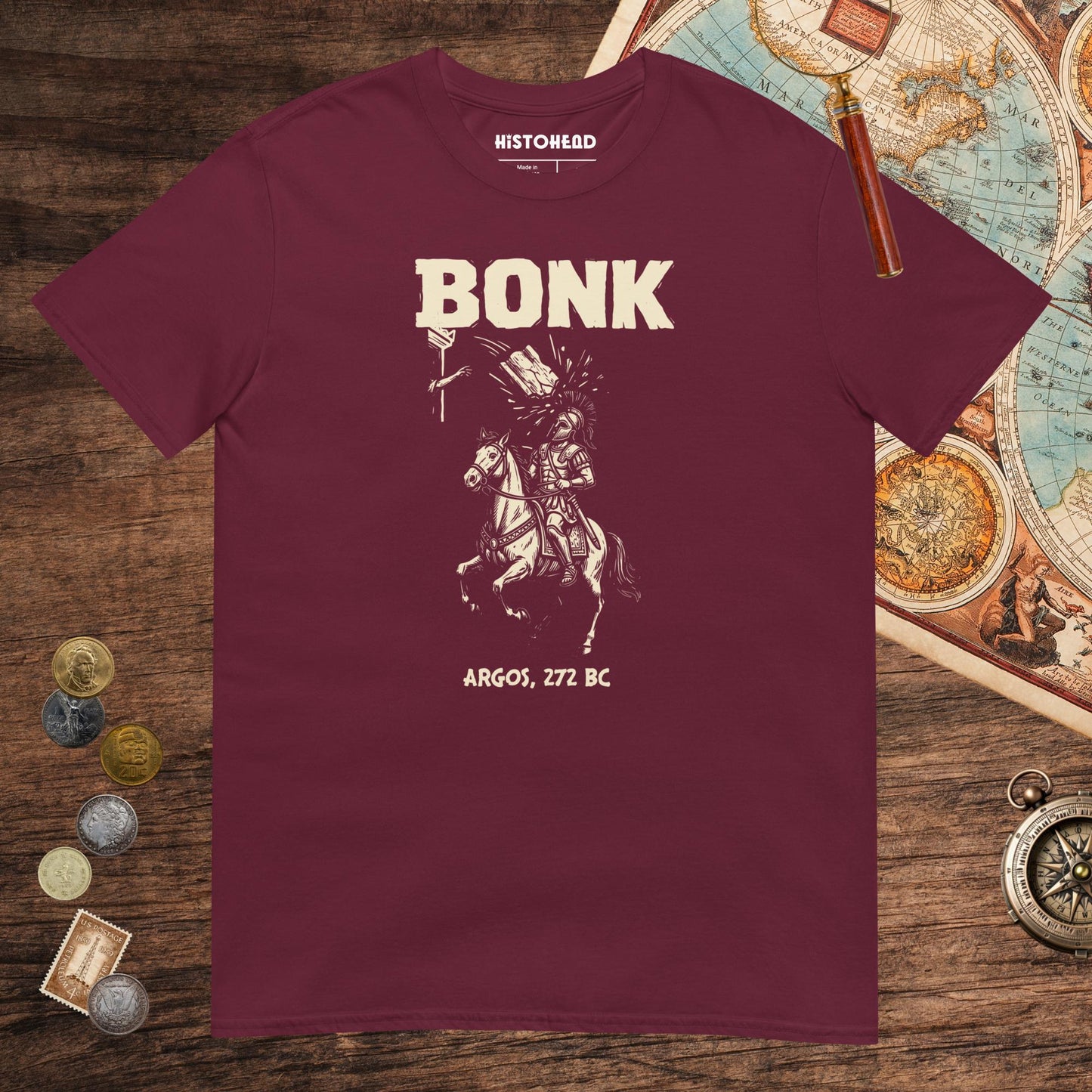 Maroon Pyrrhus of Epirus Bonk Tee - history buff gift by HistoHead