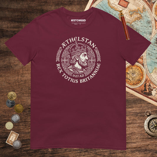 Maroon Æthelstan King of All Britain Tee - history buff gift by HistoHead
