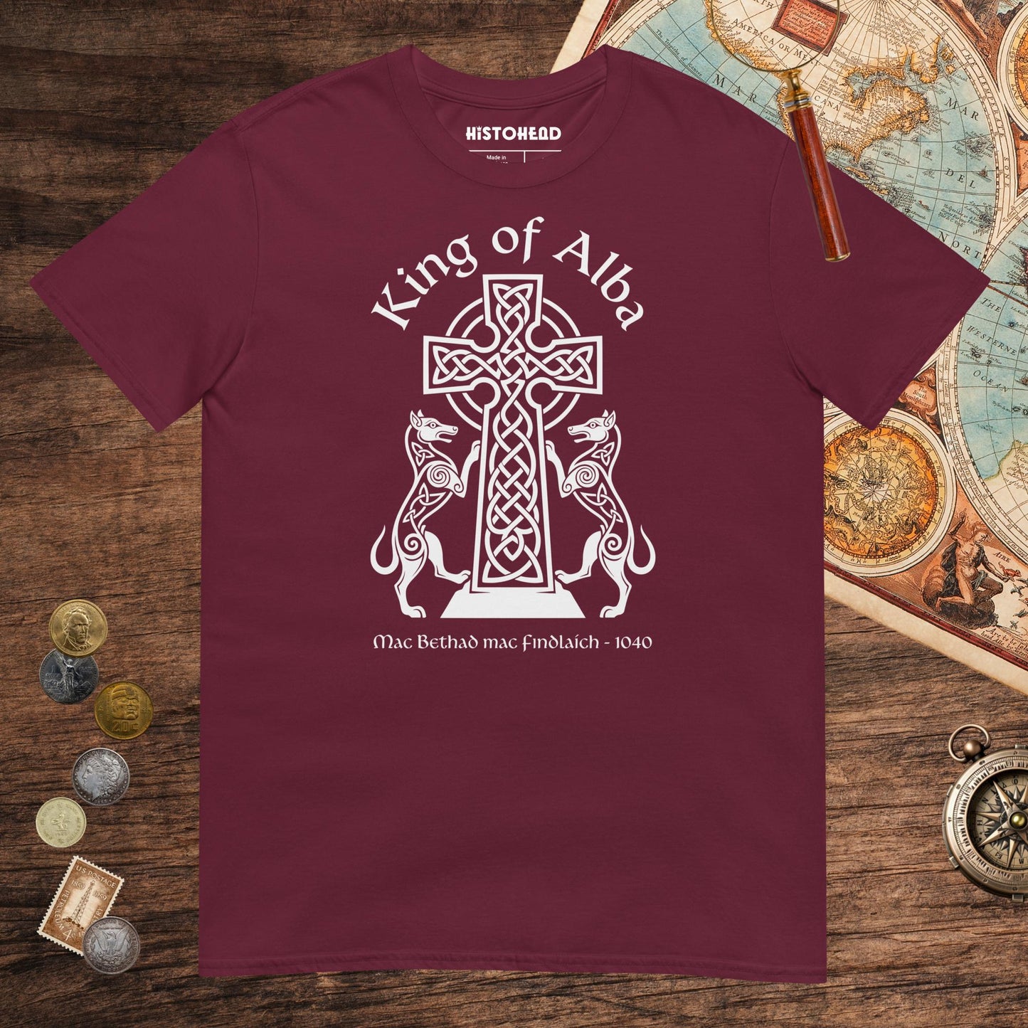 Maroon King of Alba Tee - history buff gift by HistoHead