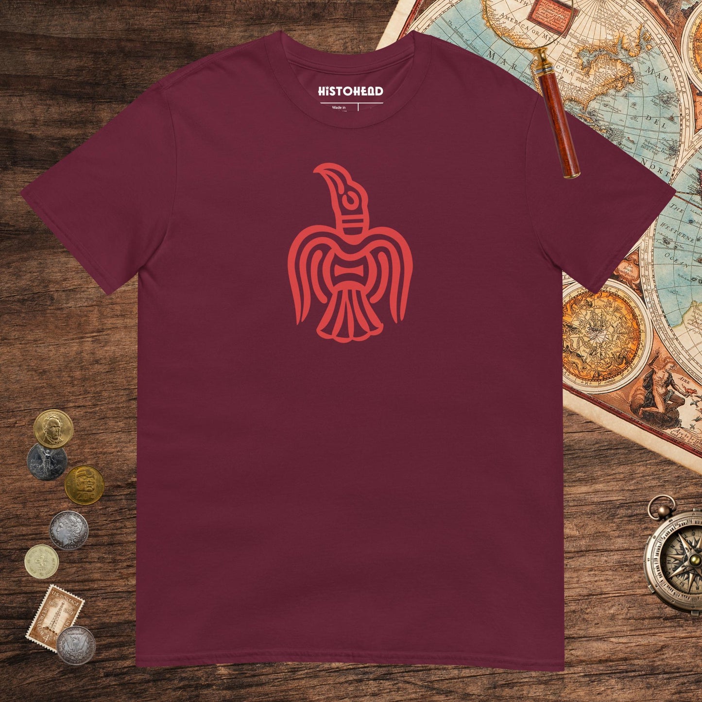 Maroon Viking York Raven Tee - history buff gift by HistoHead
