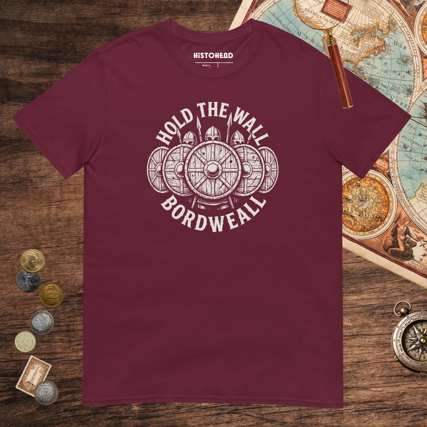 Maroon Hold the Wall Tee - history buff gift by HistoHead