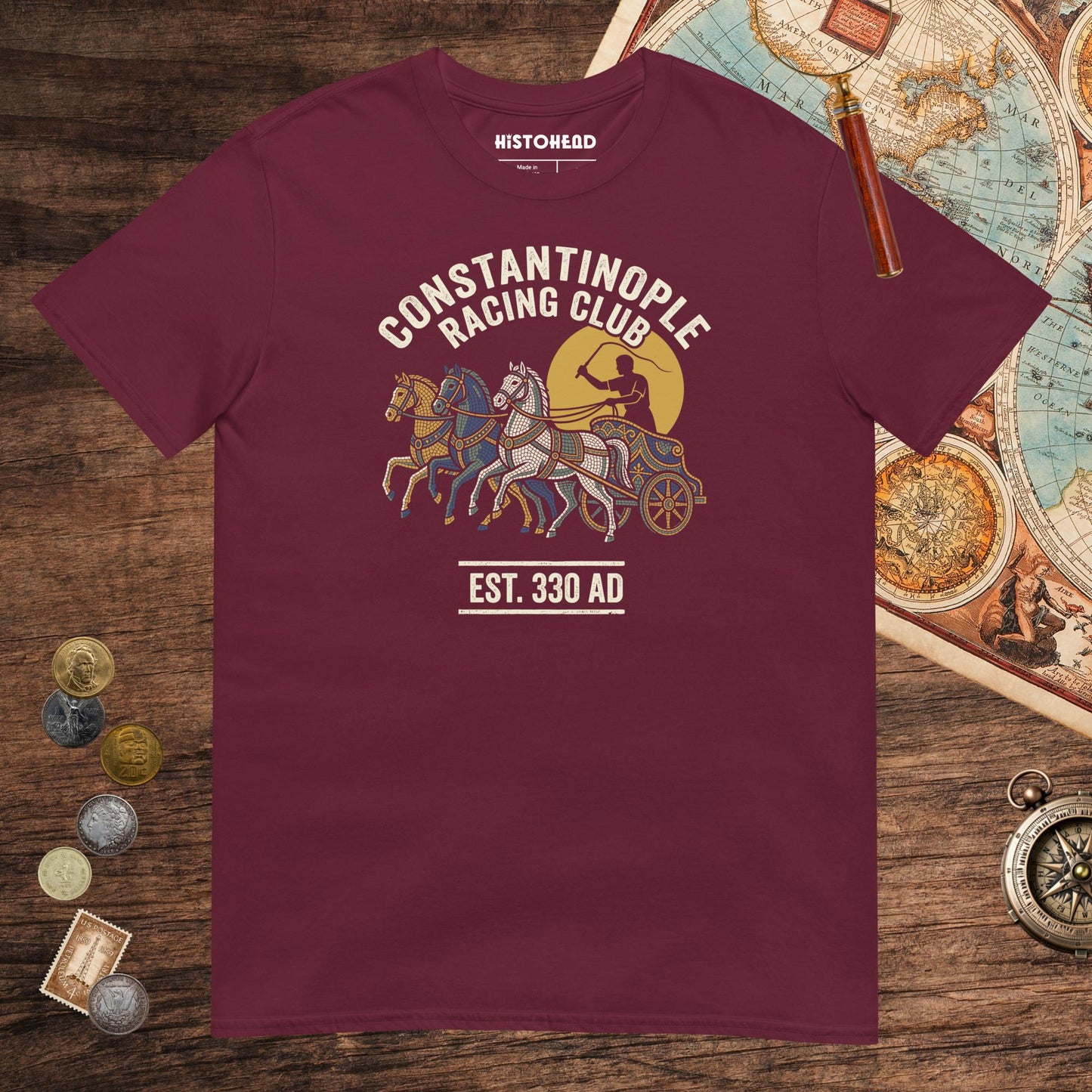 Maroon Constantinople Racing Club Tee - history buff gift by HistoHead