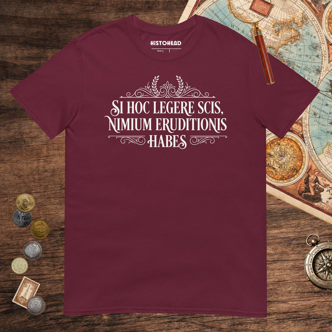 Maroon If You Can Read This You Have Too Much Education in Latin Tee - history buff gift by HistoHead