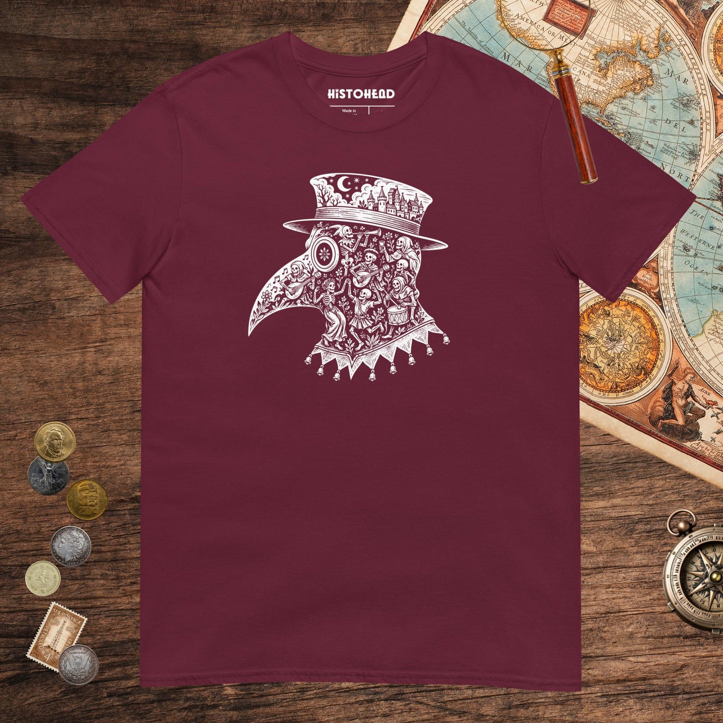 Maroon Danse Macabre Tee - history buff gift by HistoHead