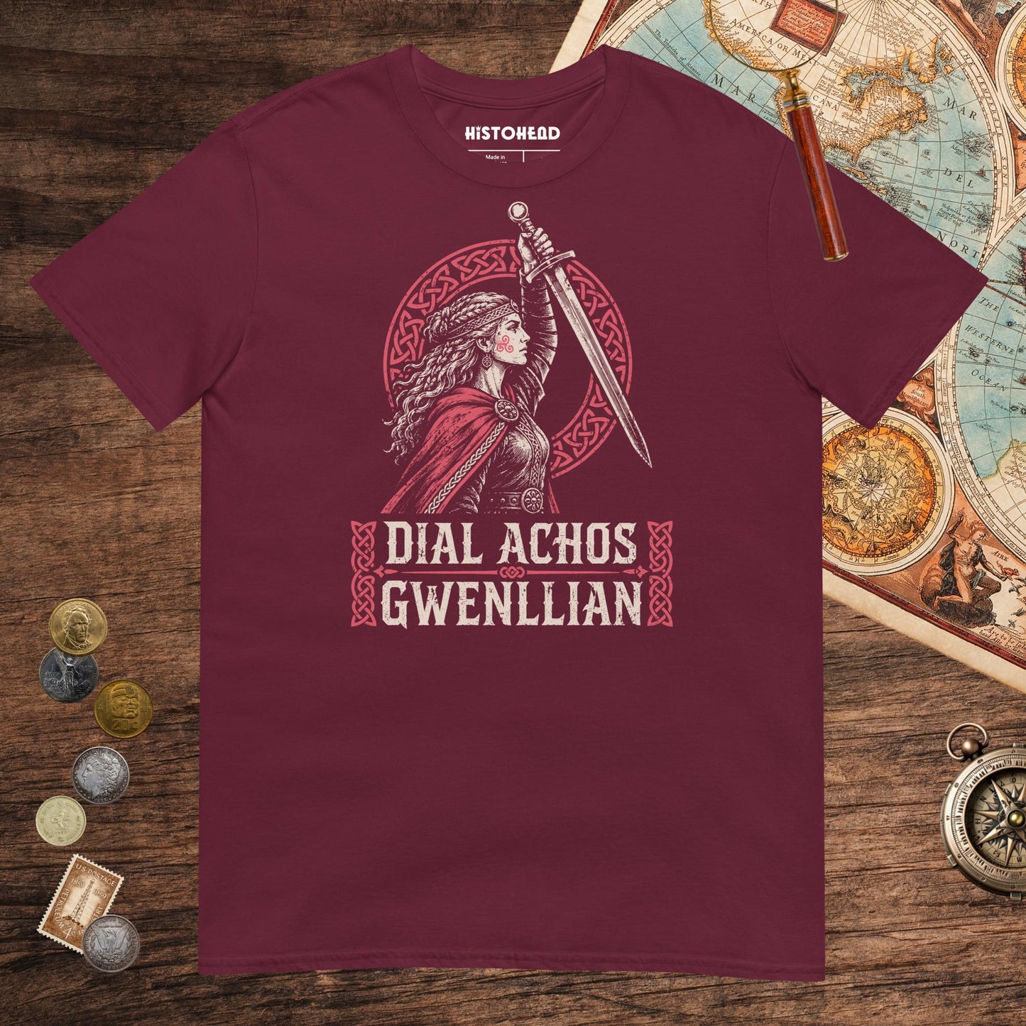 Maroon Dial Achos Gwenllian Tee - history buff gift by HistoHead