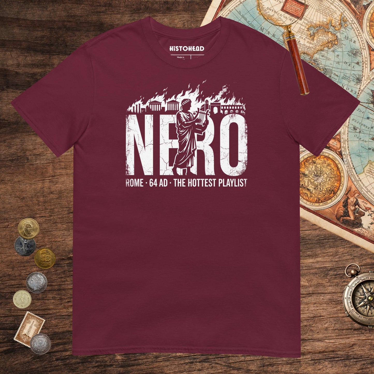 Maroon Nero's Hottest Playlist Tee - history buff gift by HistoHead