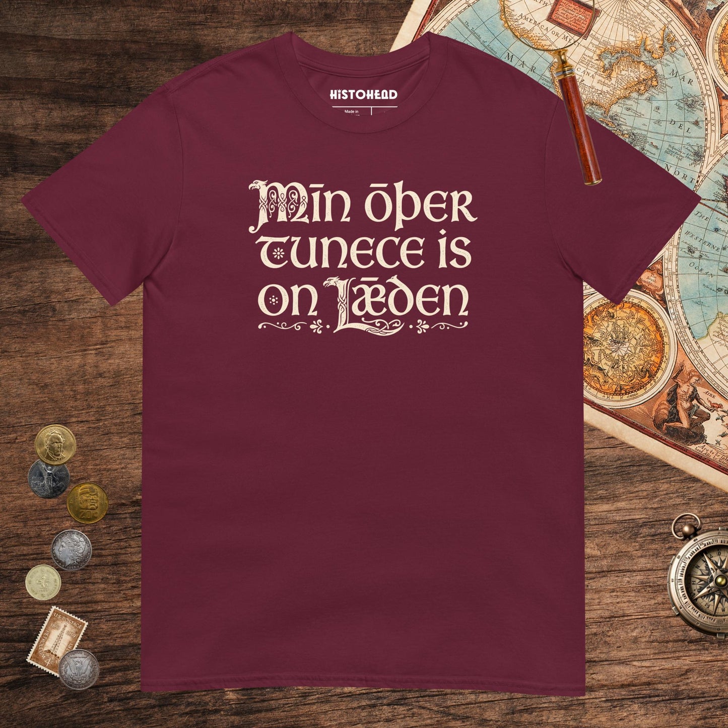 Maroon Old English My Other Shirt Is In Latin Tee - history buff gift by HistoHead