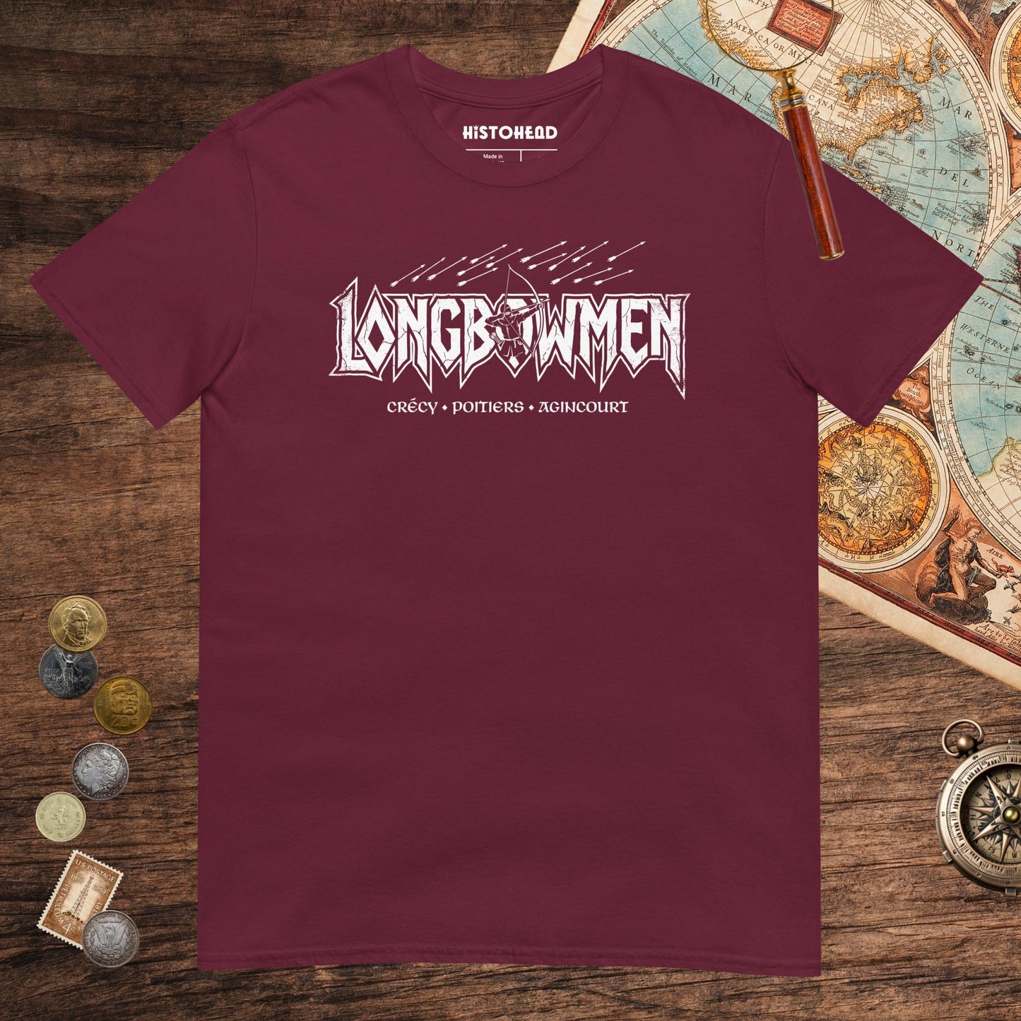 Maroon Longbowmen Tee - history buff gift by HistoHead