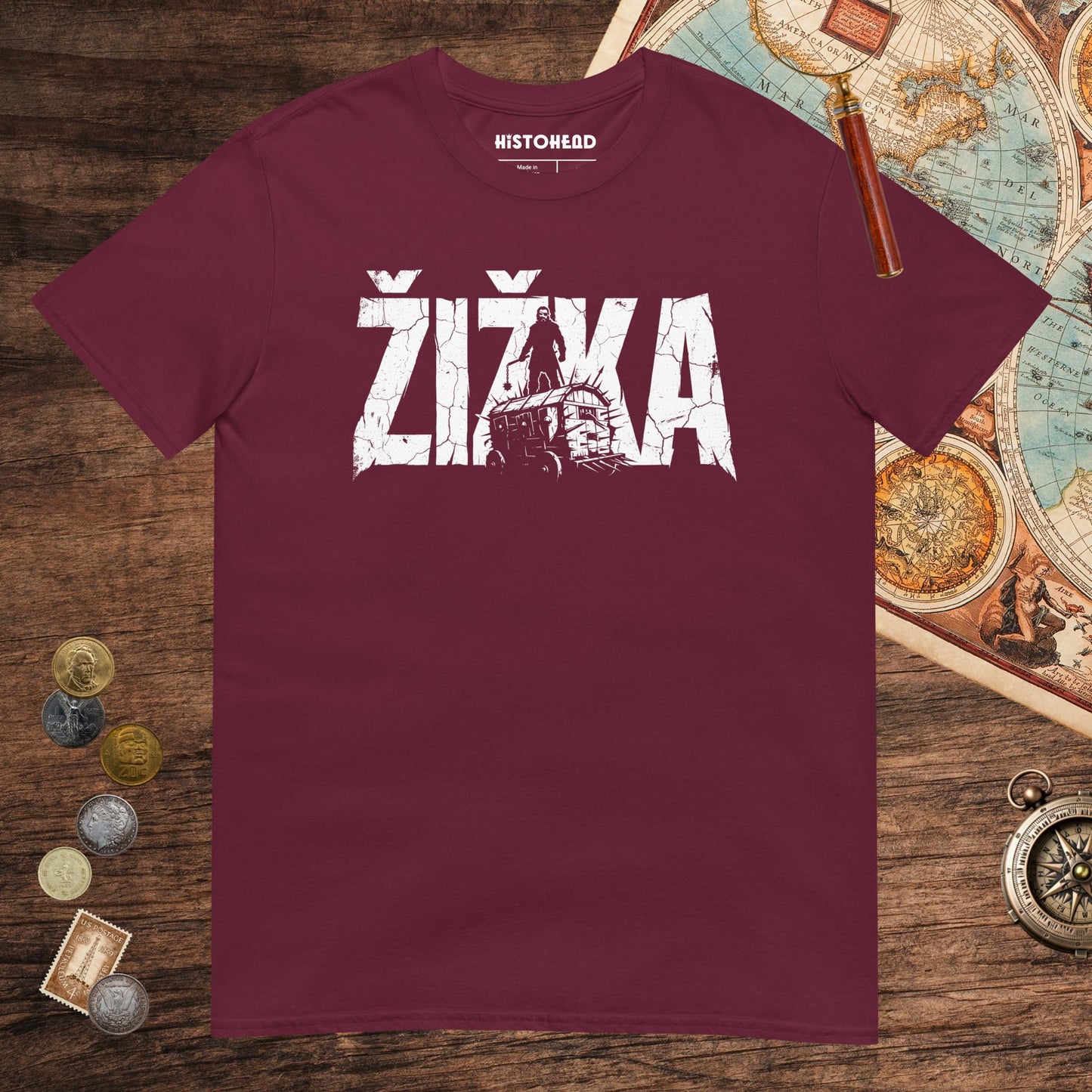 Maroon Jan Žižka Tee - history buff gift by HistoHead