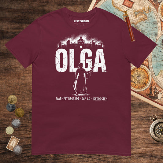 Maroon Olga of Kiev Warmest Regards Tee - history buff gift by HistoHead