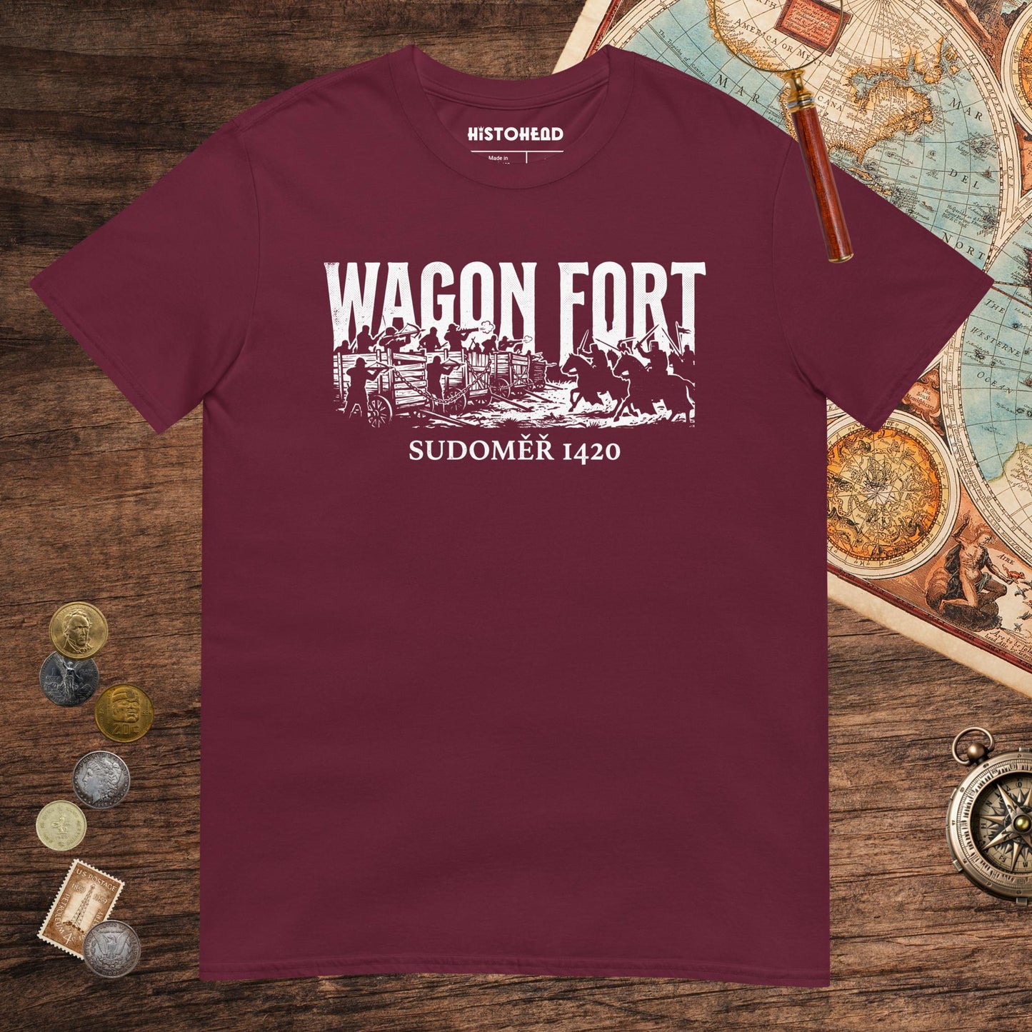 Maroon Wagon Fort Battle of Sudoměř Tee - history buff gift by HistoHead