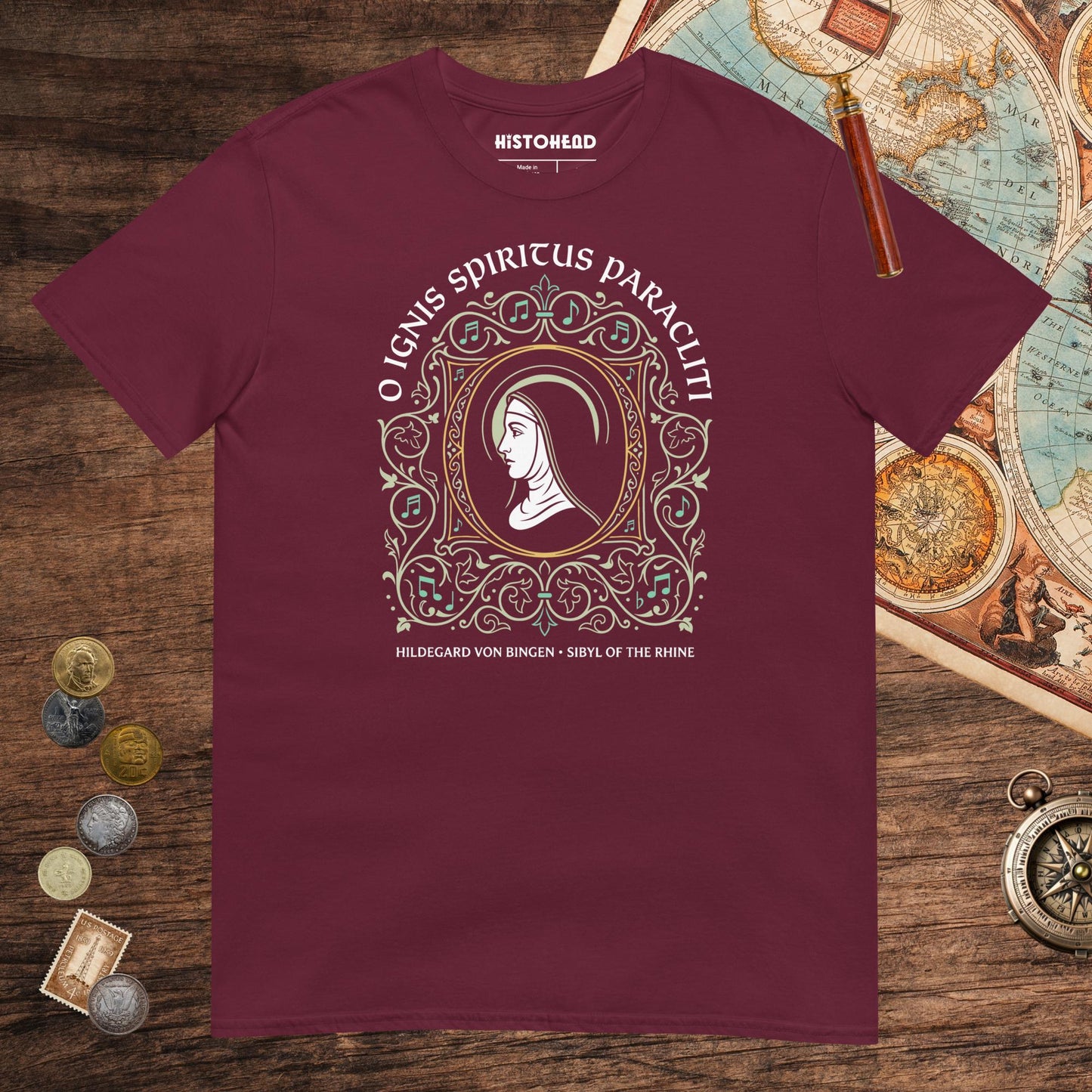 Maroon Hildegard von Bingen Tee - history buff gift by HistoHead