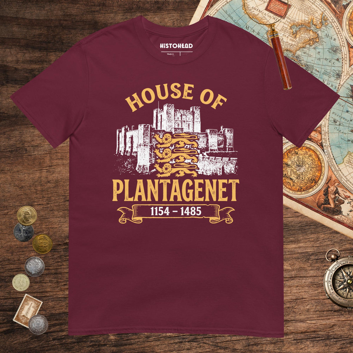 Maroon House of Plantagenet Tee - history buff gift by HistoHead