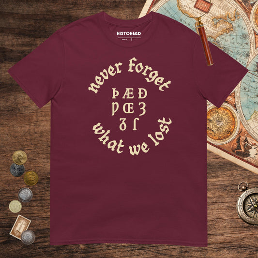 Maroon Never Forget Lost Letters Tee - history buff gift by HistoHead