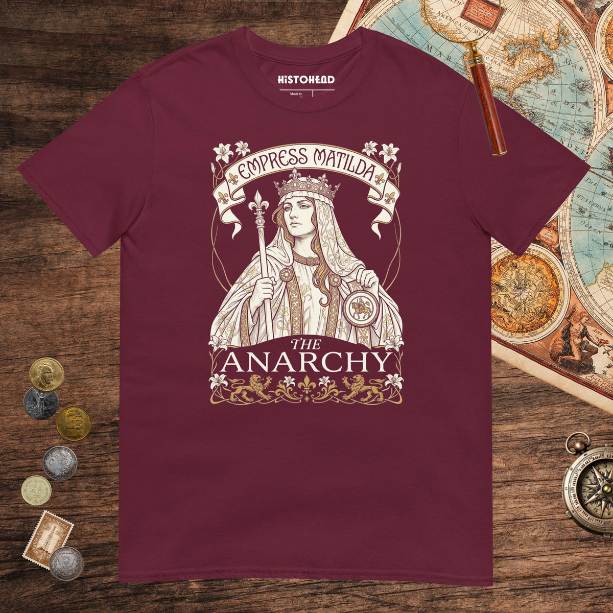 Maroon Empress Matilda The Anarchy Tee - history buff gift by HistoHead
