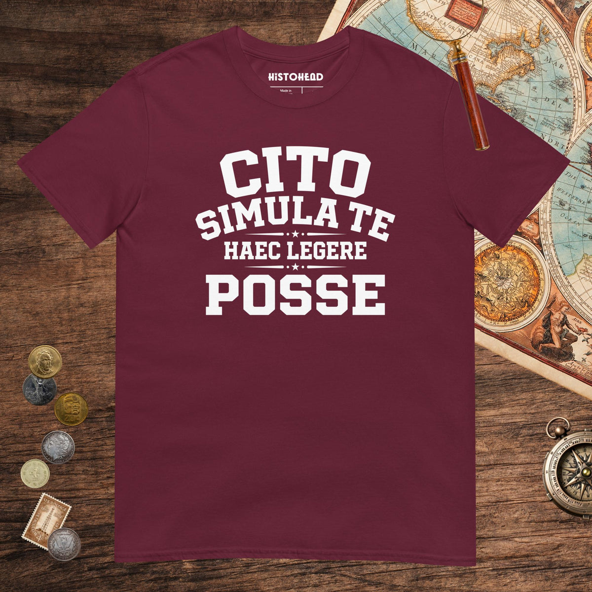 Maroon Latin Quick Pretend You Can Read This Tee - history buff gift by HistoHead