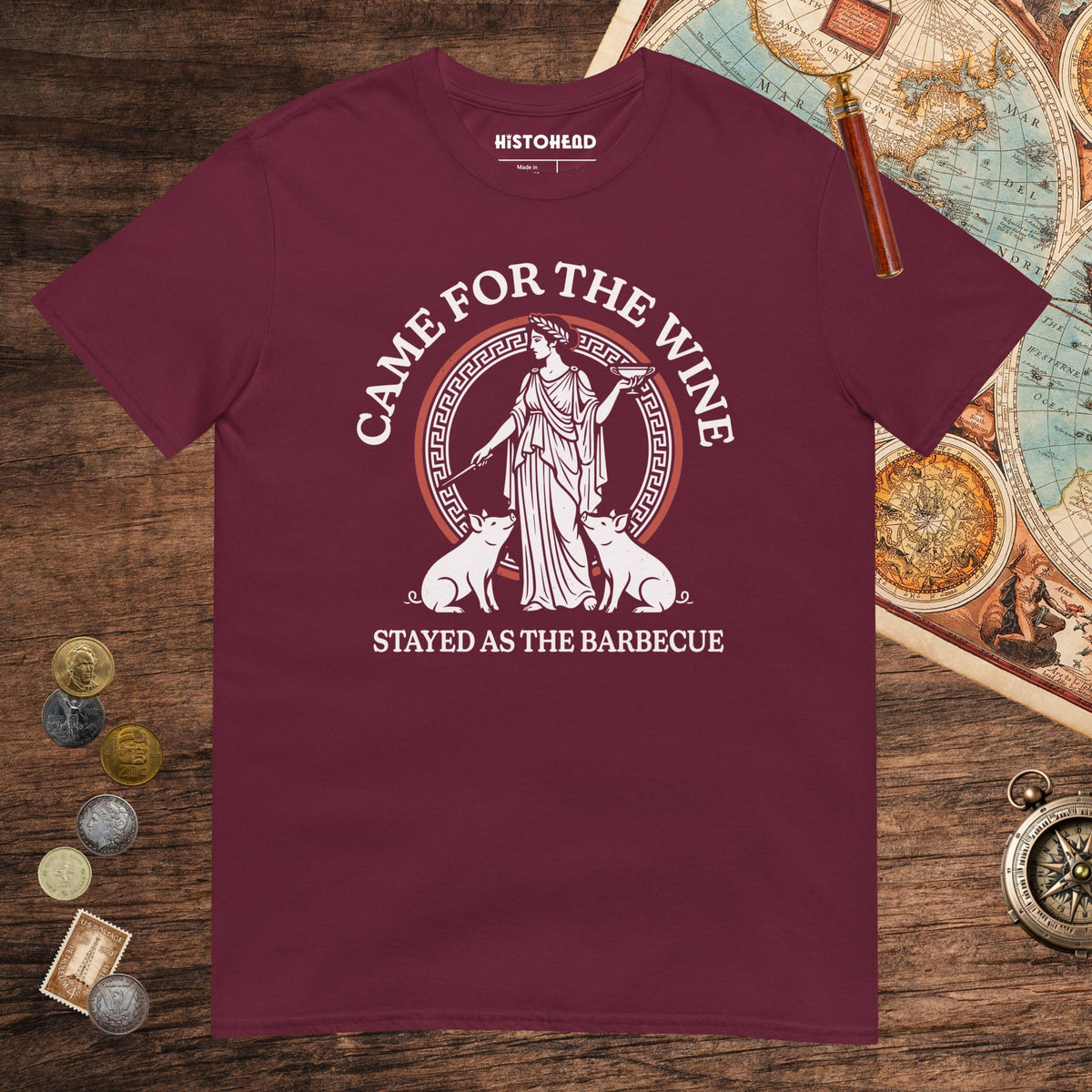 Maroon Circe Barbecue Tee - history buff gift by HistoHead
