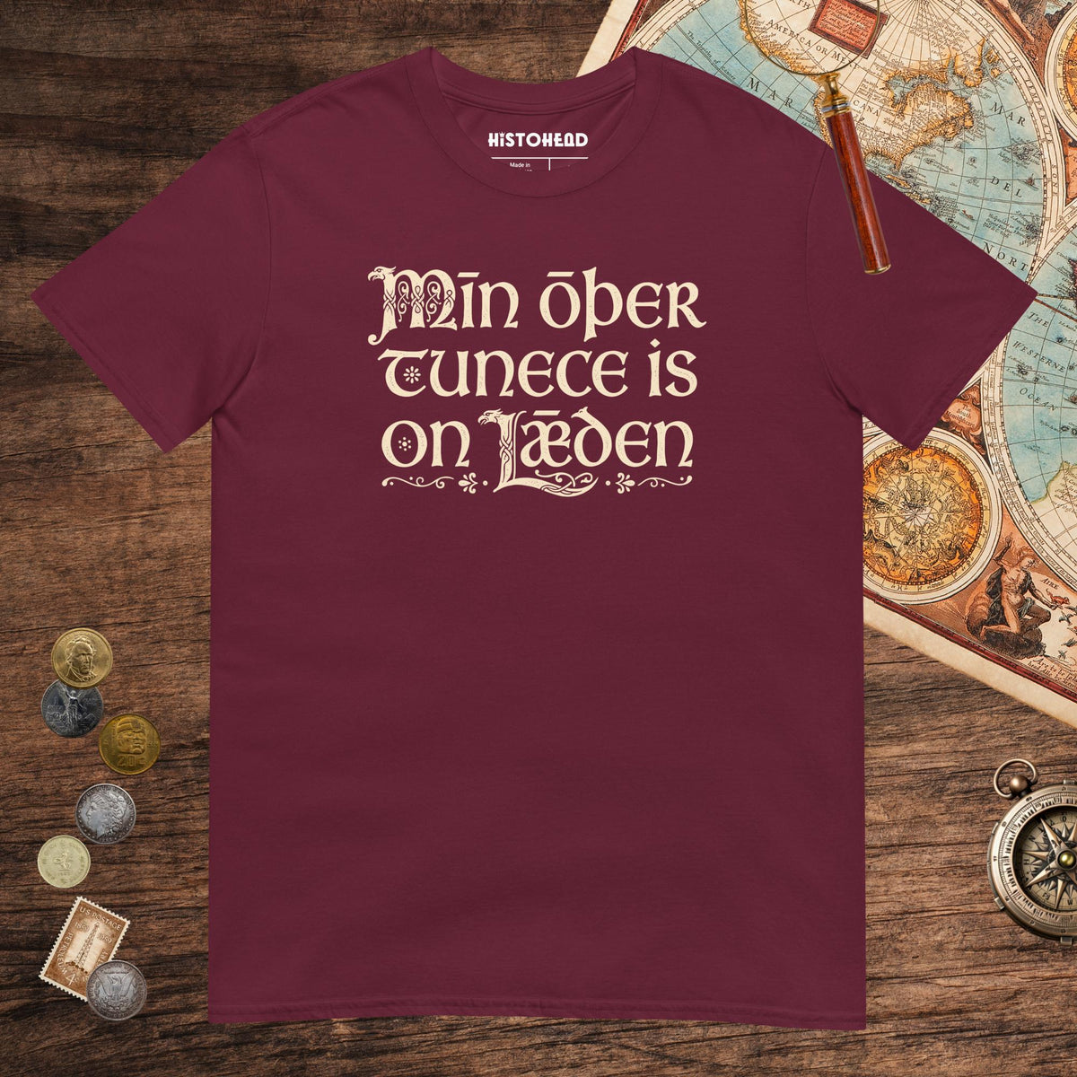 Maroon Old English My Other Shirt Is In Latin Tee - history buff gift by HistoHead