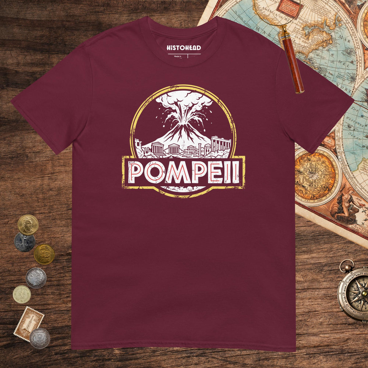 Maroon Pompeii Tee - history buff gift by HistoHead