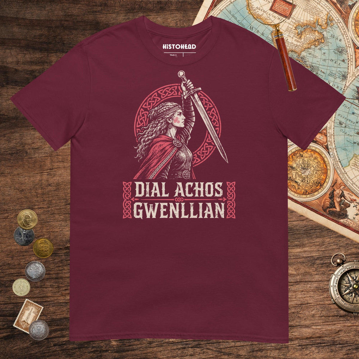 Maroon Dial Achos Gwenllian Tee - history buff gift by HistoHead
