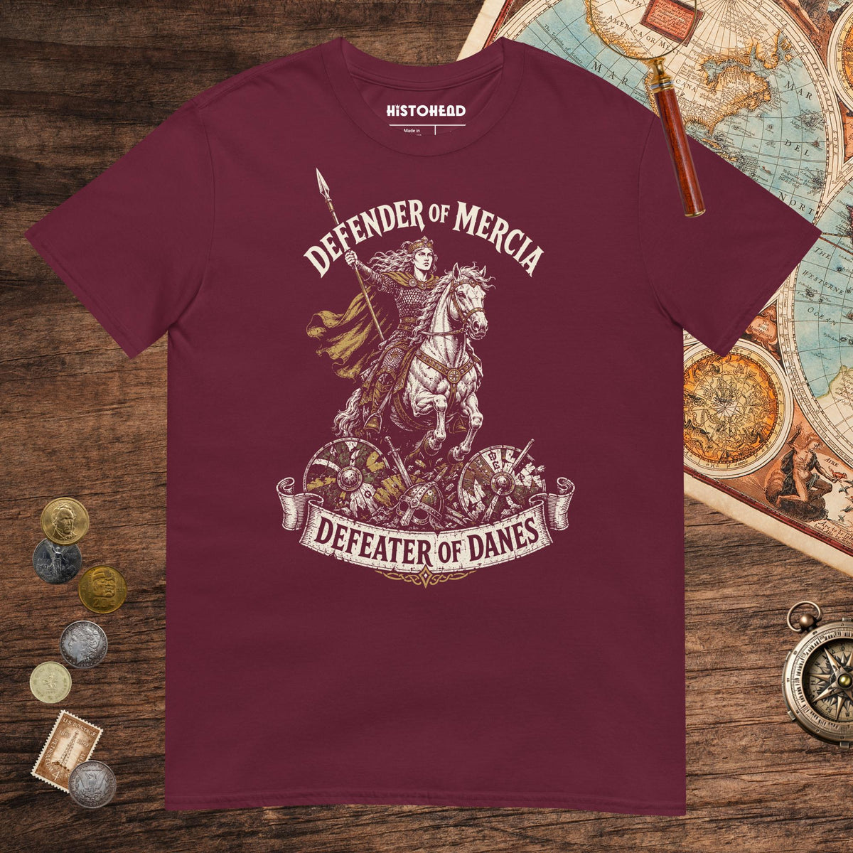 Maroon Æthelflæd Defender of Mercia Tee - history buff gift by HistoHead