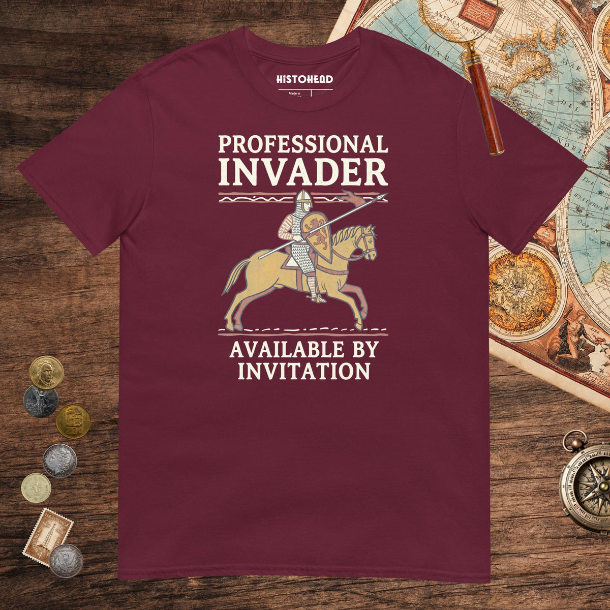Maroon Professional Invader Tee - history buff gift by HistoHead