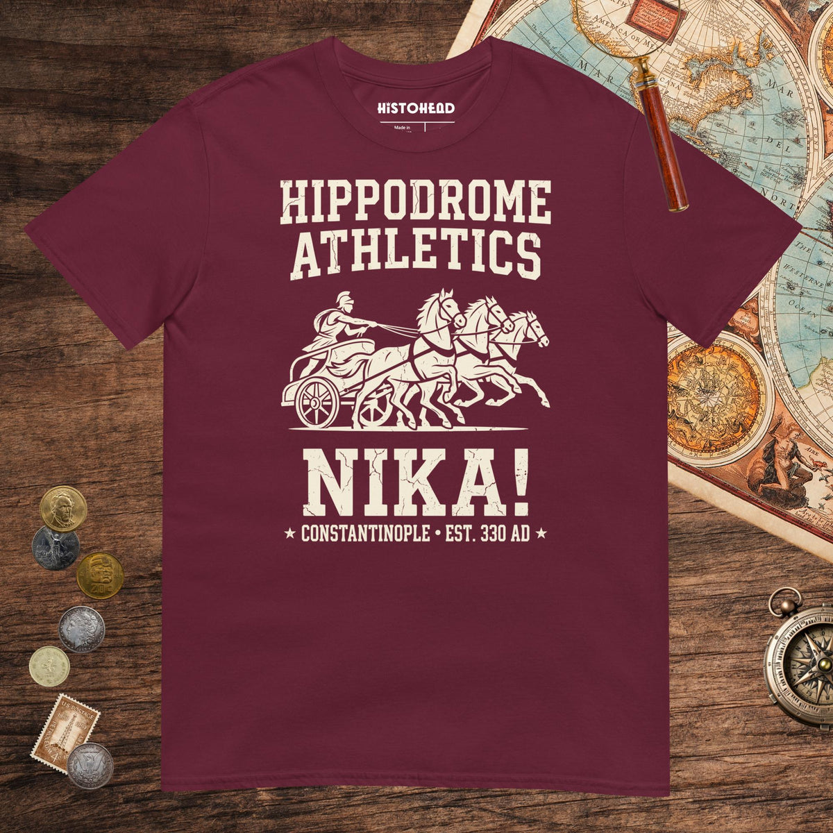 Maroon Hippodrome Athletics Tee - history buff gift by HistoHead