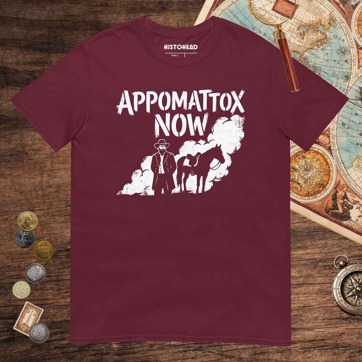 Maroon Appomattox Now Tee - history buff gift by HistoHead