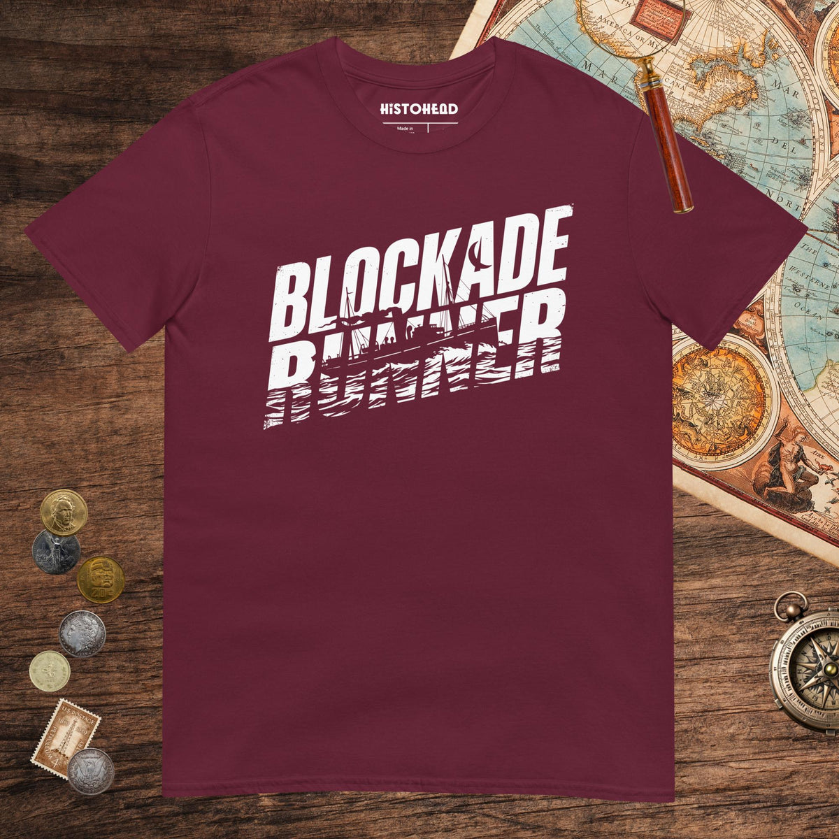 Maroon Blockade Runner Tee - history buff gift by HistoHead