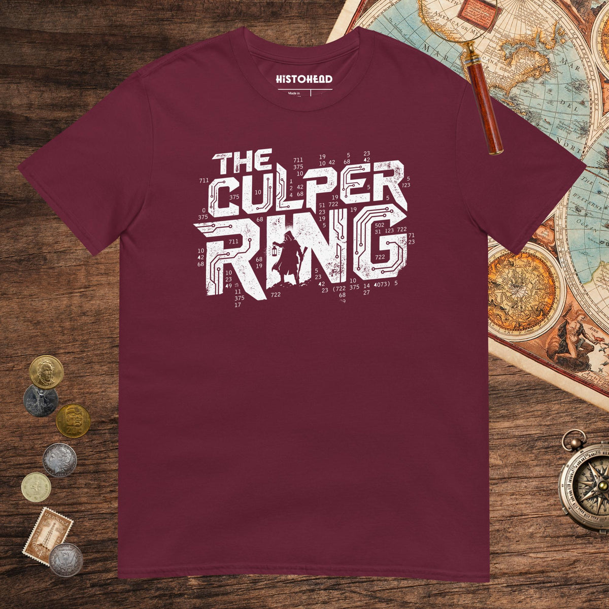 Maroon The Culper Ring Tee - history buff gift by HistoHead