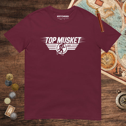 Maroon Top Musket Tee - history buff gift by HistoHead