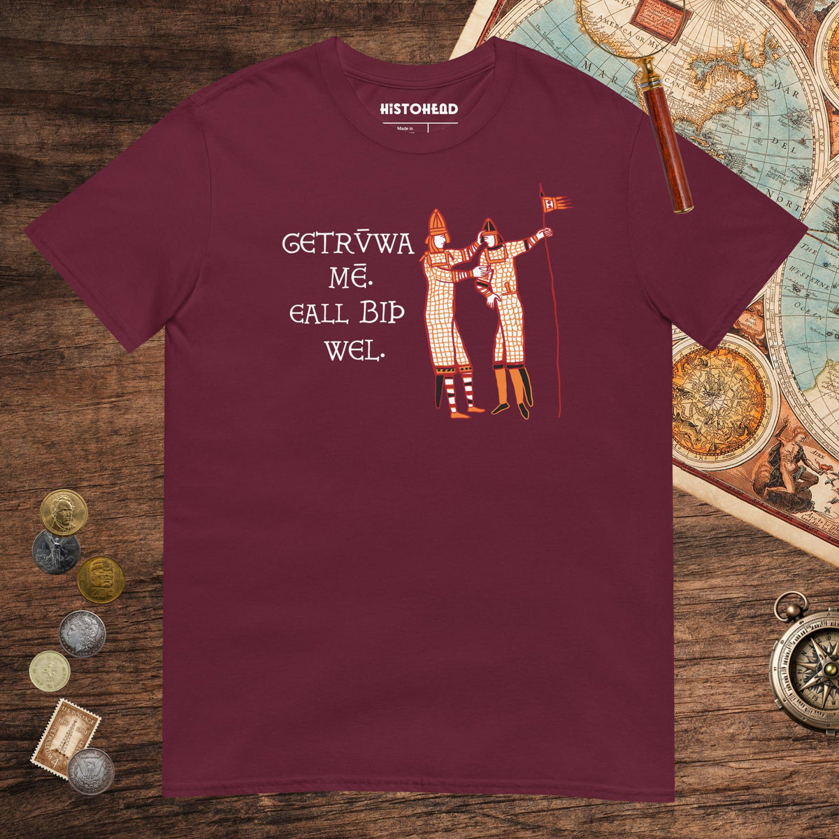 Maroon Bayeux Tapestry Trust Me Everything Will Be Fine Old English Tee - history buff gift by HistoHead