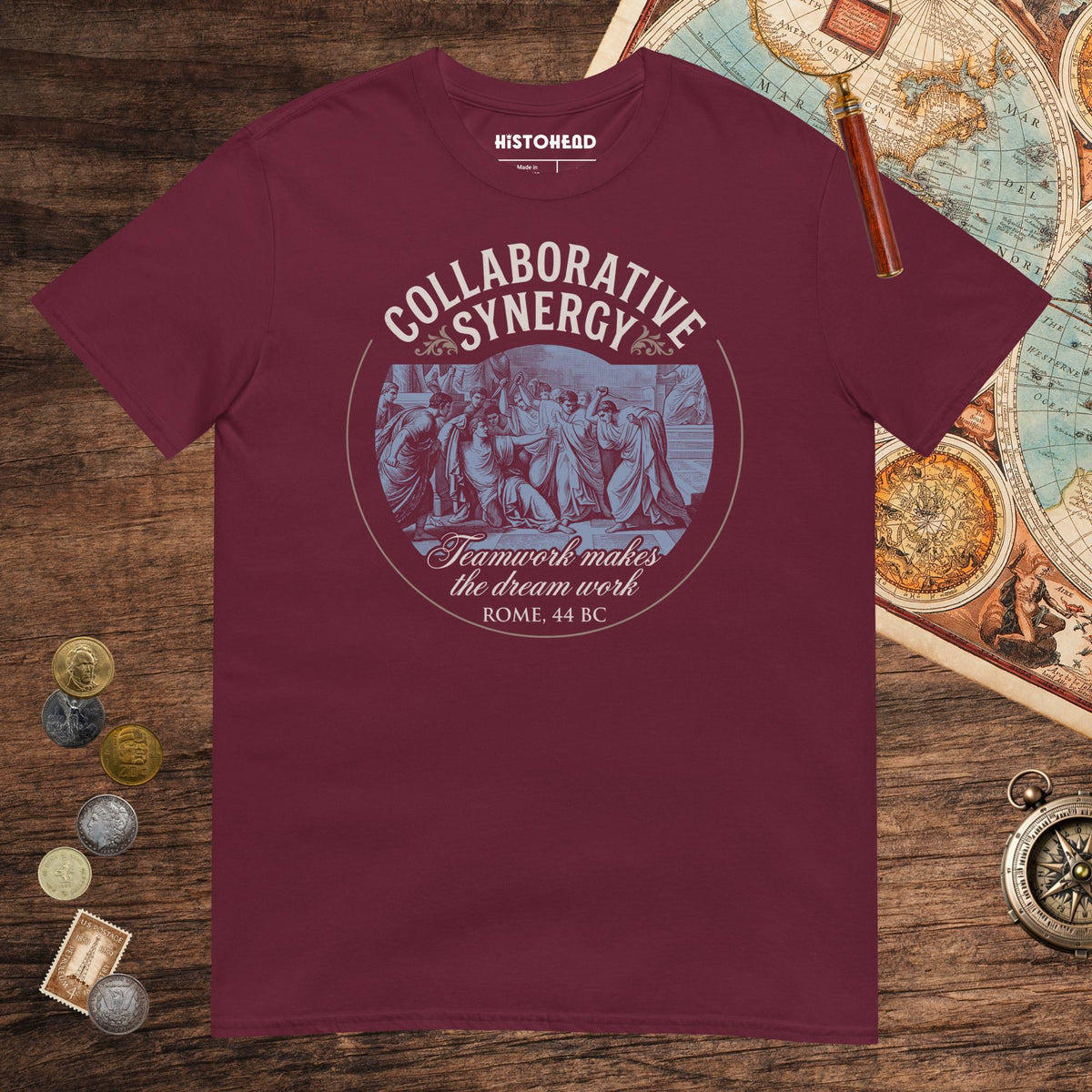 Maroon Collaborative Synergy Tee - history buff gift by HistoHead
