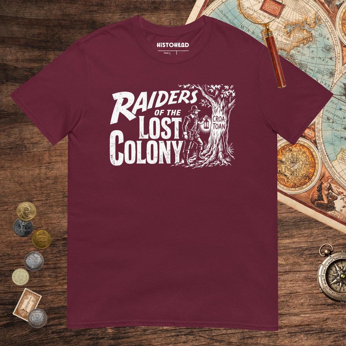 Maroon Raiders of the Lost Colony Tee - history buff gift by HistoHead