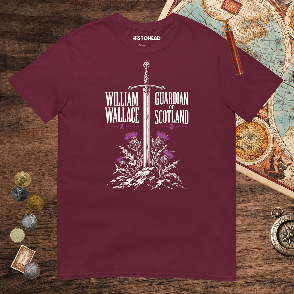 Maroon William Wallace Tee - history buff gift by HistoHead