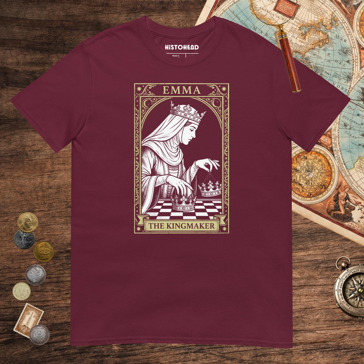 Maroon Emma of Normandy the Kingmaker Tee - history buff gift by HistoHead
