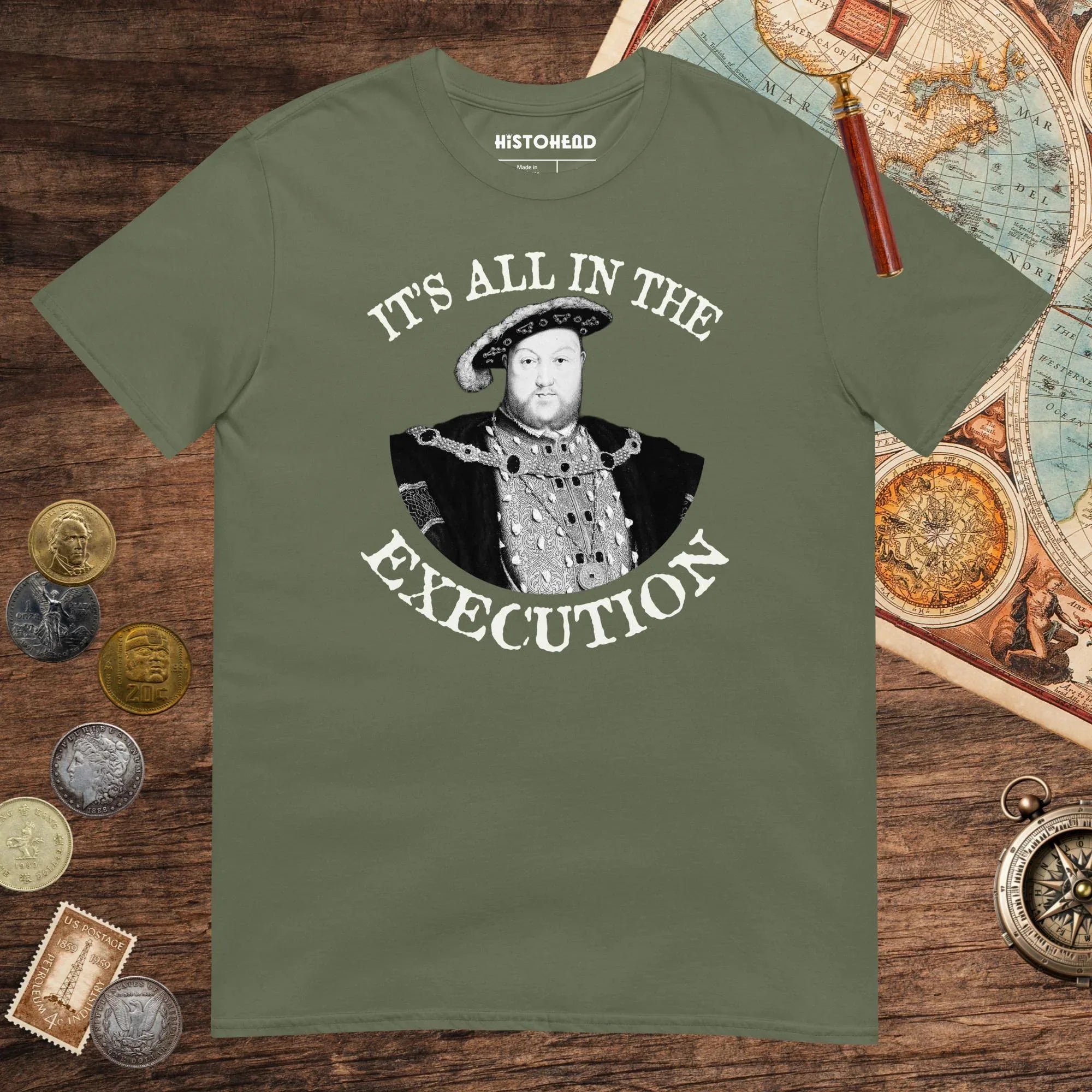 Military Green Henry VIII Execution Tee - history buff gift by HistoHead