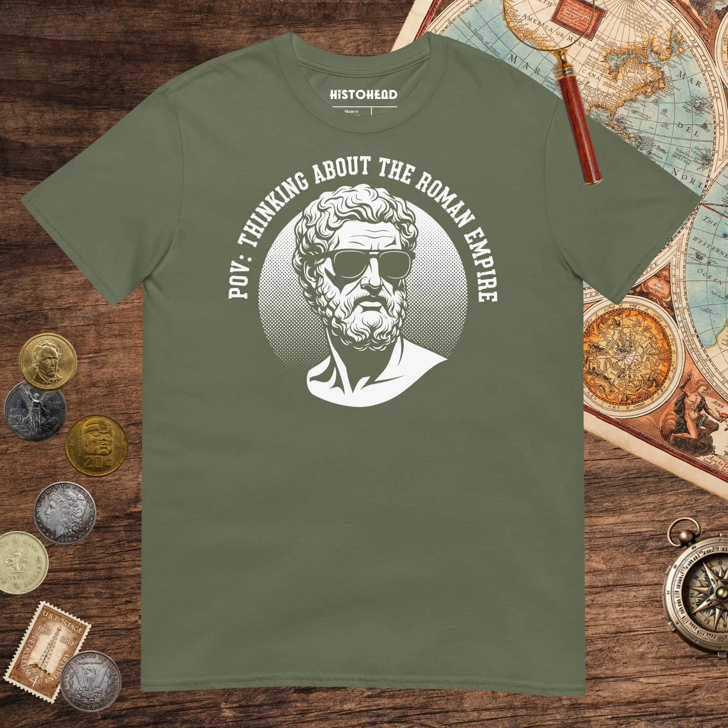 Military Green Thinking About the Roman Empire Tee - history buff gift by HistoHead