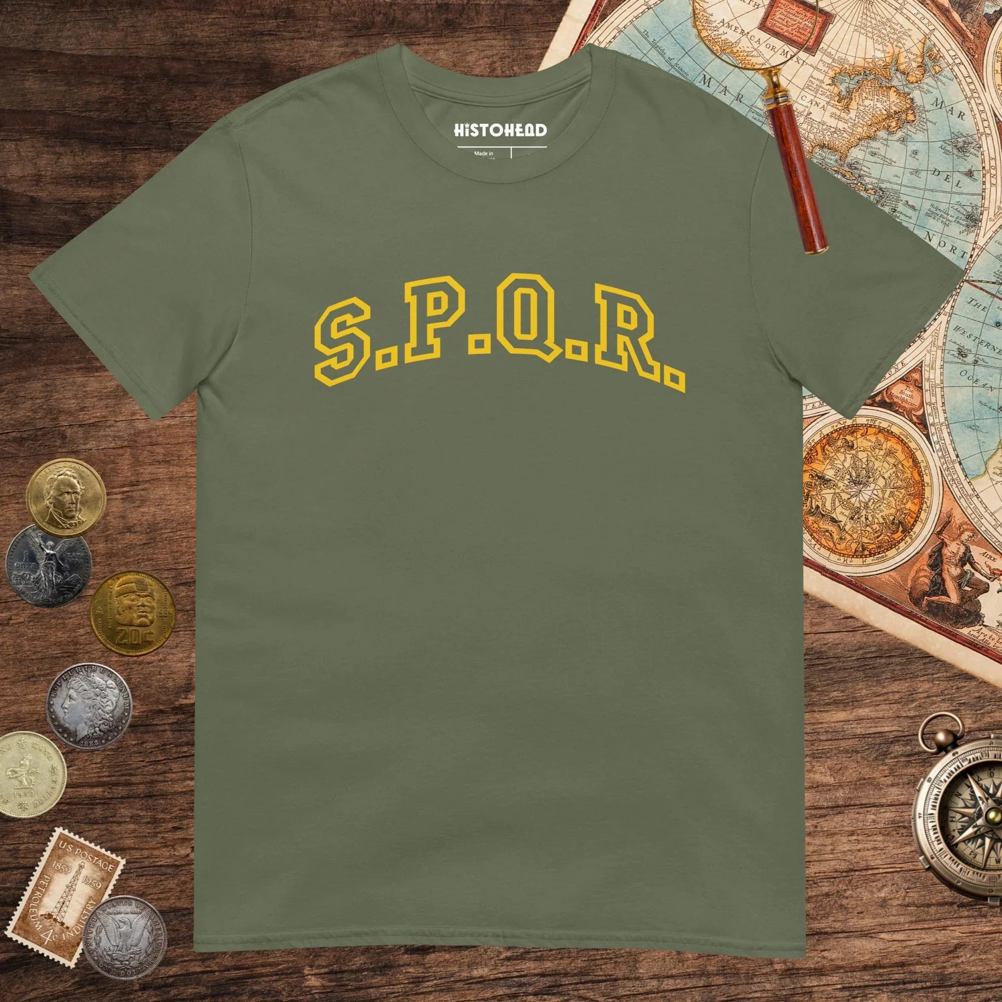 Military Green SPQR Tee - history buff gift by HistoHead
