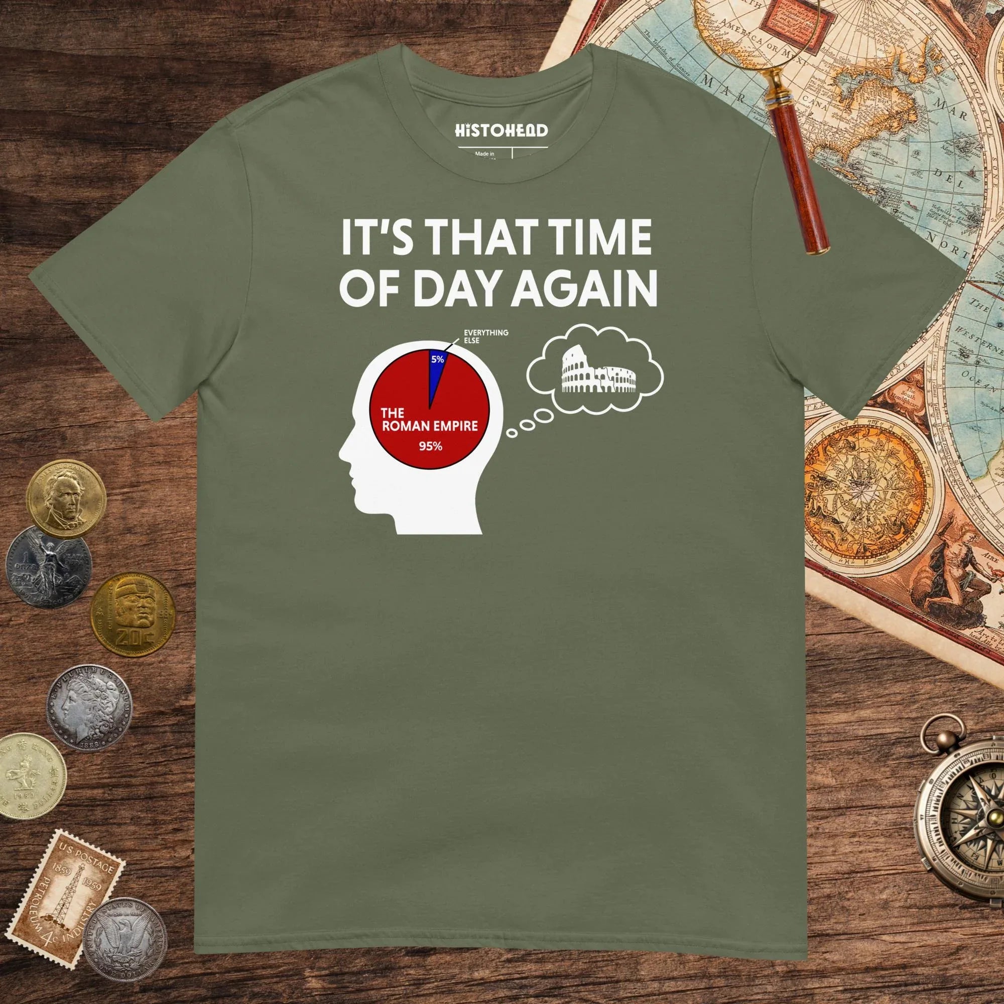 Military Green 95% Roman Empire Thoughts Tee - history buff gift by HistoHead