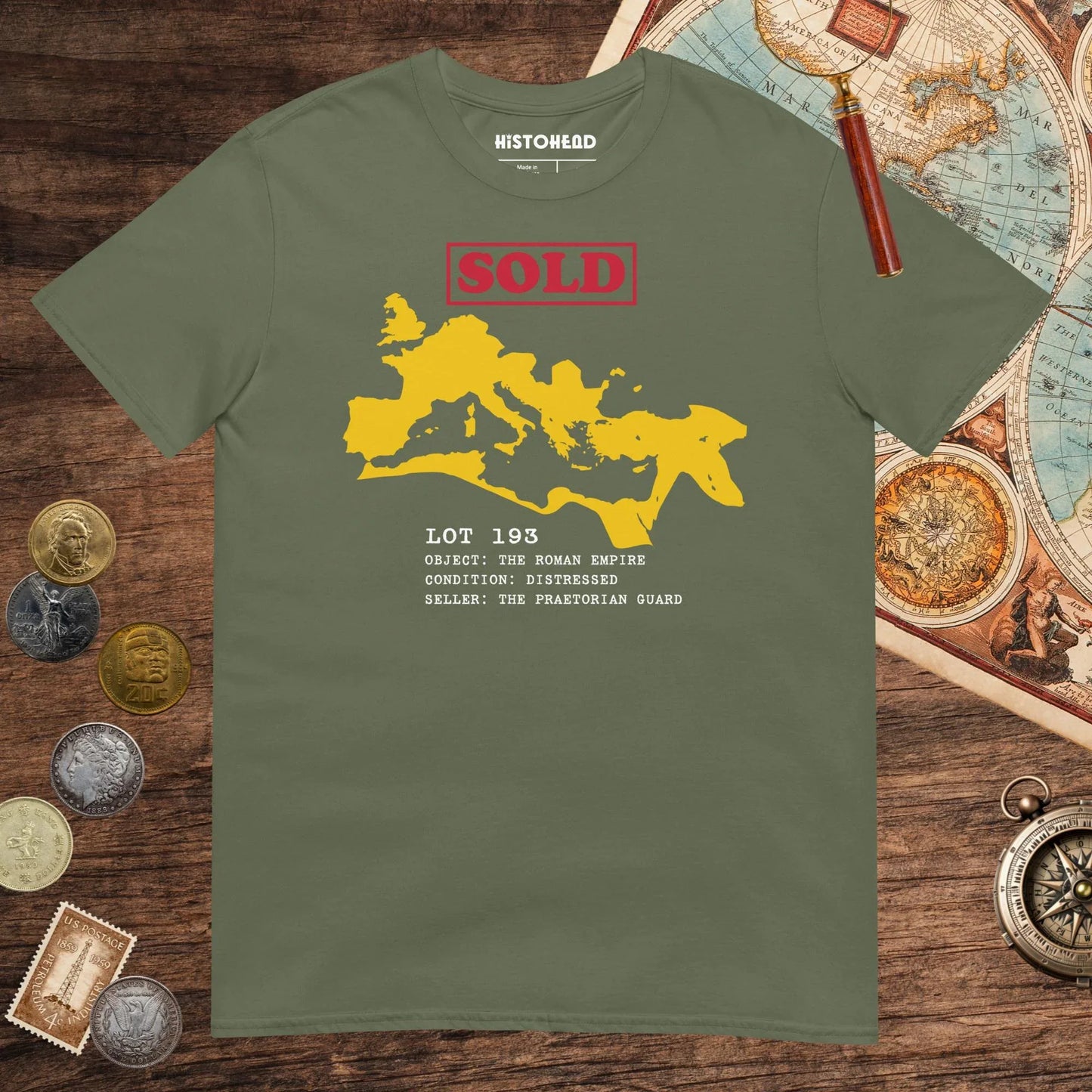 Military Green Auction of the Roman Empire Tee - history buff gift by HistoHead