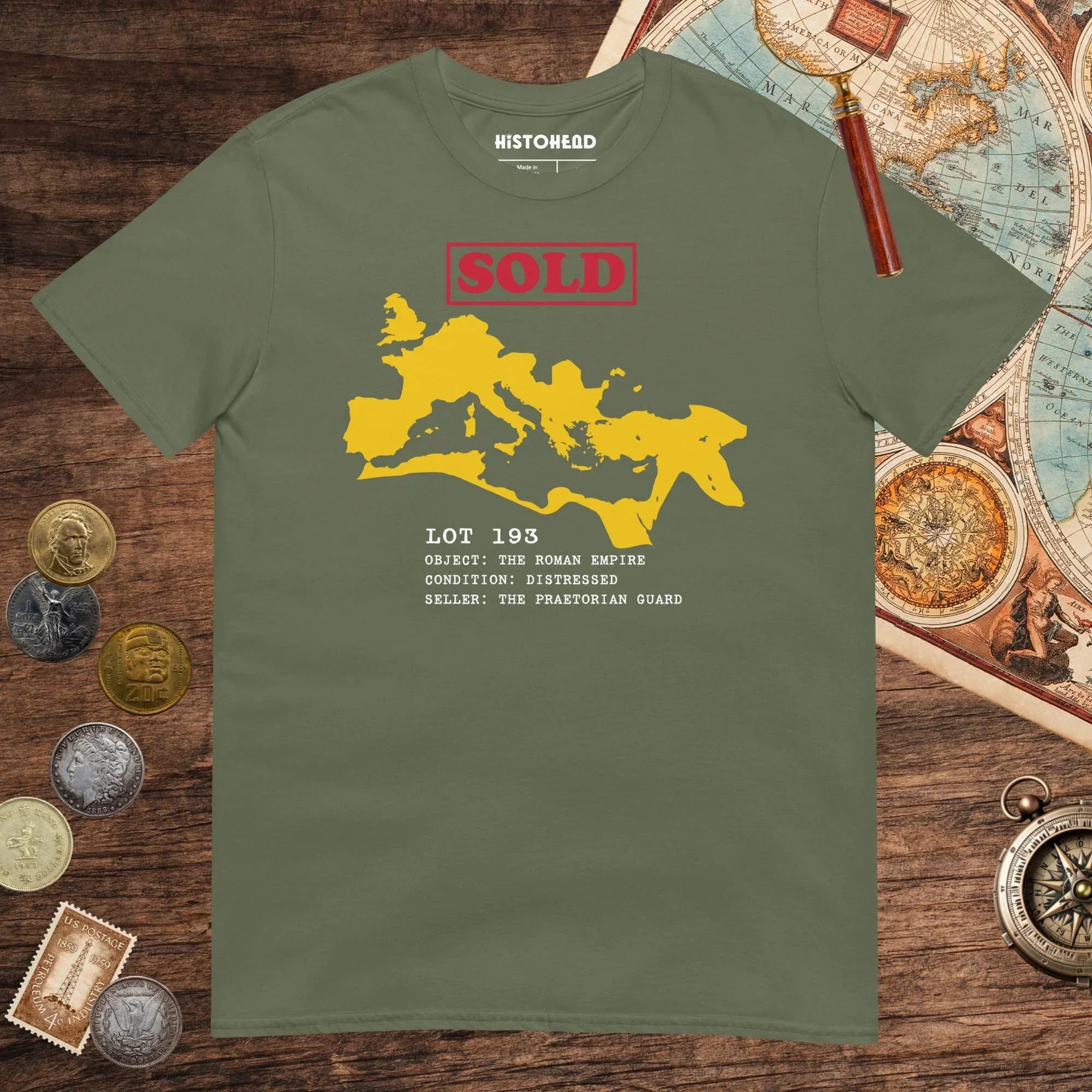 Military Green Auction of the Roman Empire Tee - history buff gift by HistoHead