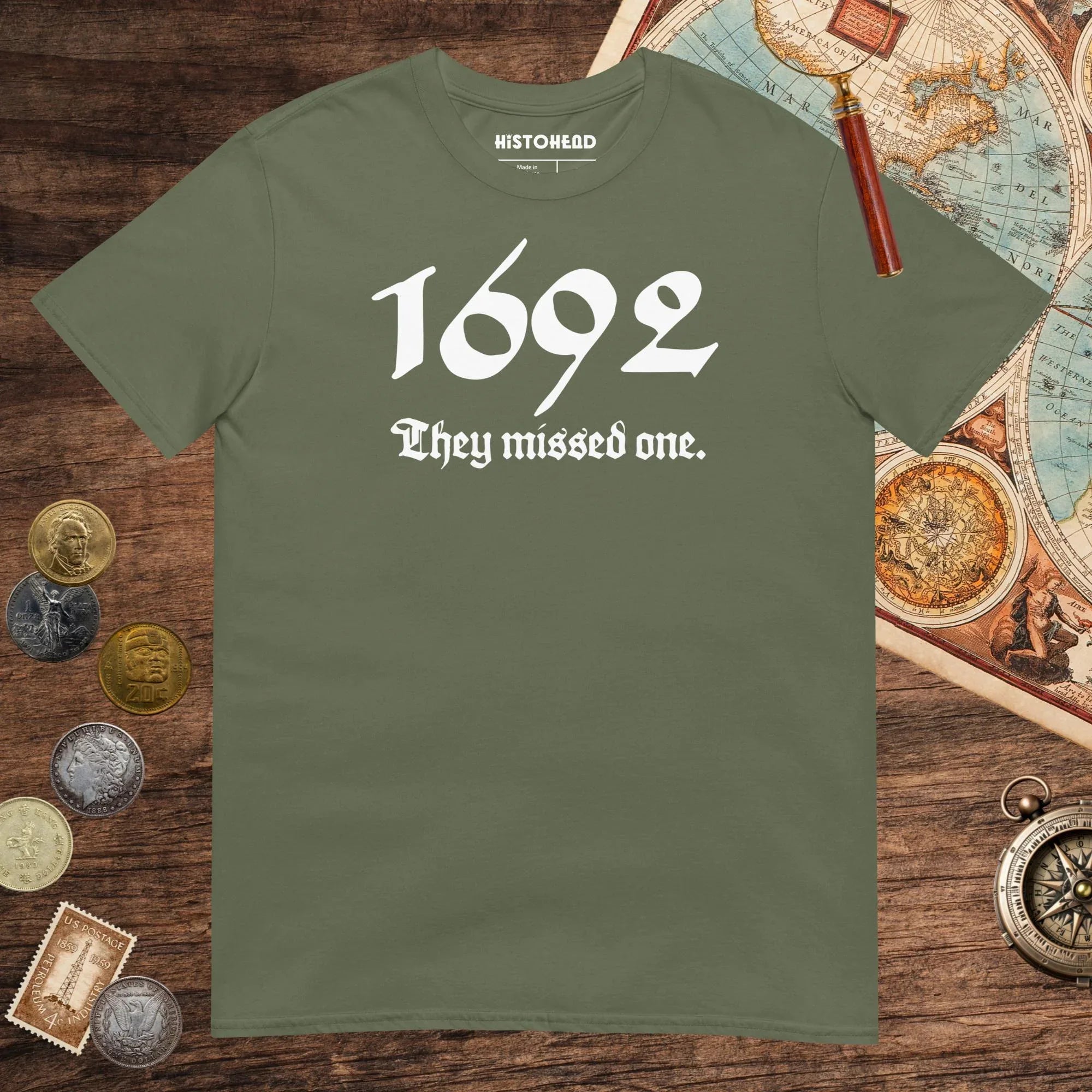 Military Green 1692 Witch Trials Tee - history buff gift by HistoHead