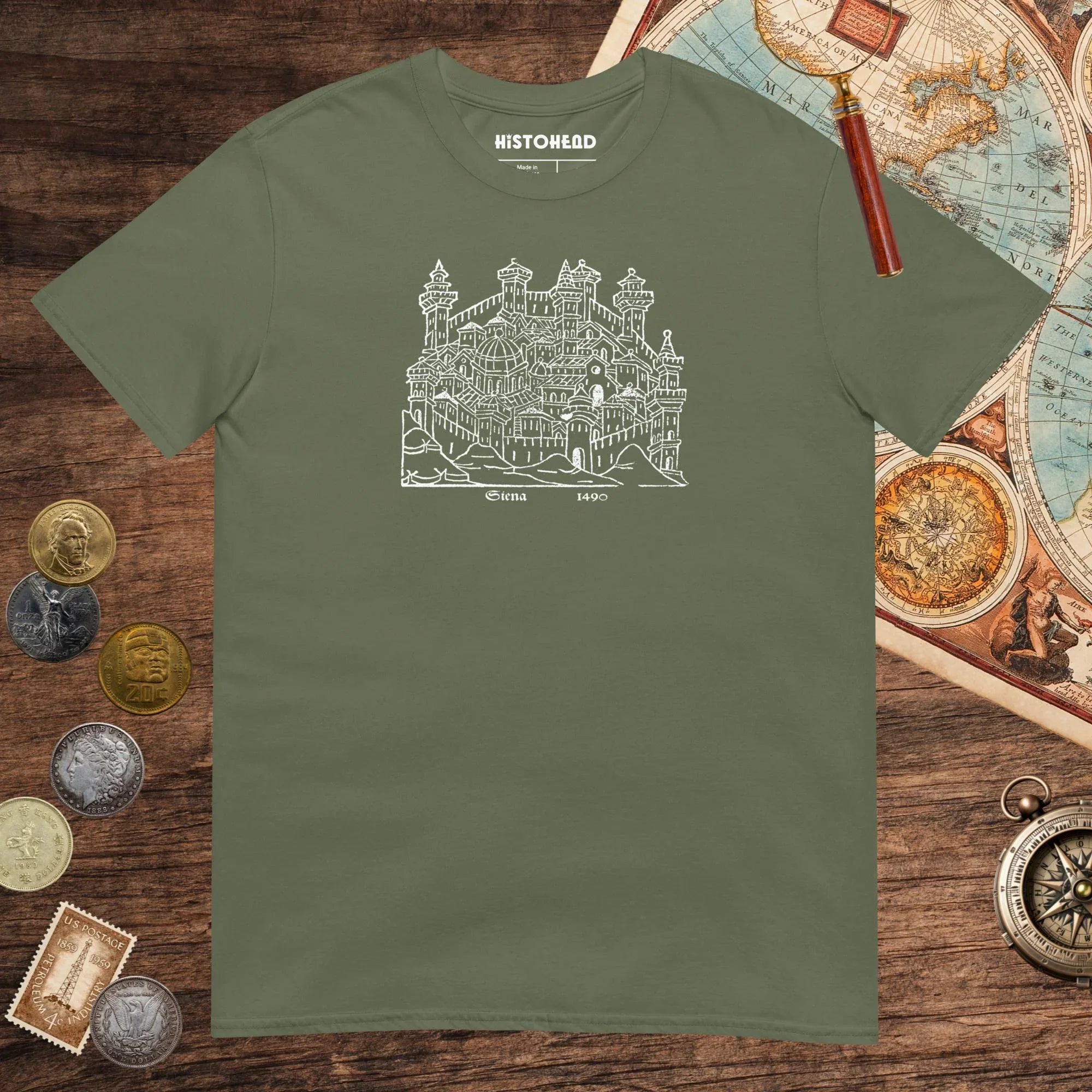 Military Green Siena 1490 Tee - history buff gift by HistoHead