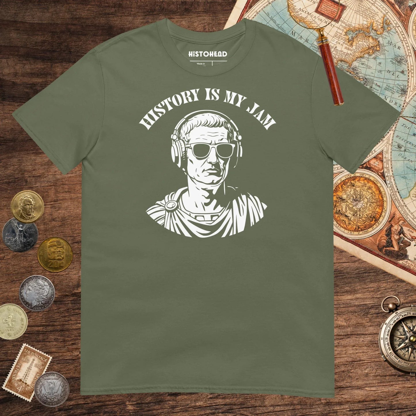 Military Green History Is My Jam Tee - history buff gift by HistoHead